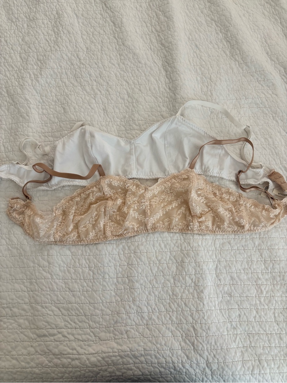 Lace-Front Bralette in Nude and White